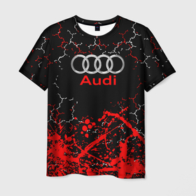 Мужская футболка 3D с принтом AUDI   АУДИ   брызги в Тюмени, 100% полиэфир | прямой крой, круглый вырез горловины, длина до линии бедер | 2020 | audi | auto | sport | авто | автомобиль | автомобильные | ауди | бренд | марка | машины | спорт