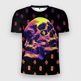 Мужская футболка 3D Slim с принтом Черепа 2 Skull (Dope Street Market) в Новосибирске, 100% полиэстер с улучшенными характеристиками | приталенный силуэт, круглая горловина, широкие плечи, сужается к линии бедра | dope | skull | хайп | череп | черепа | шмот