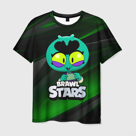 Мужская футболка 3D с принтом Brawl Stars green Eve в Петрозаводске, 100% полиэфир | прямой крой, круглый вырез горловины, длина до линии бедер | 