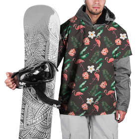 Накидка на куртку 3D с принтом Фламинго и цветы паттерн , 100% полиэстер |  | лето | паттерн | фламинго | фламинго и цветы | цветы