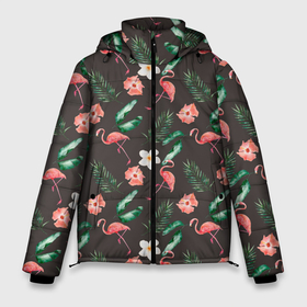 Мужская зимняя куртка 3D с принтом Фламинго и цветы паттерн , верх — 100% полиэстер; подкладка — 100% полиэстер; утеплитель — 100% полиэстер | длина ниже бедра, свободный силуэт Оверсайз. Есть воротник-стойка, отстегивающийся капюшон и ветрозащитная планка. 

Боковые карманы с листочкой на кнопках и внутренний карман на молнии. | лето | паттерн | фламинго | фламинго и цветы | цветы