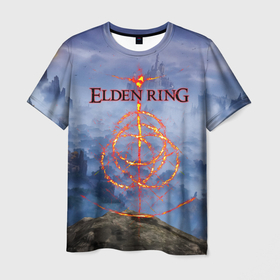 Мужская футболка 3D с принтом Elden Ring, Logo в Петрозаводске, 100% полиэфир | прямой крой, круглый вырез горловины, длина до линии бедер | elden ring | игра элден ринг | кольцо элден | кольцо элдена | элден | элден ринг