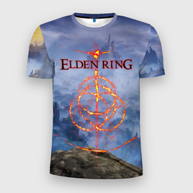 Мужская футболка 3D Slim с принтом Elden Ring, Logo , 100% полиэстер с улучшенными характеристиками | приталенный силуэт, круглая горловина, широкие плечи, сужается к линии бедра | elden ring | игра элден ринг | кольцо элден | кольцо элдена | элден | элден ринг