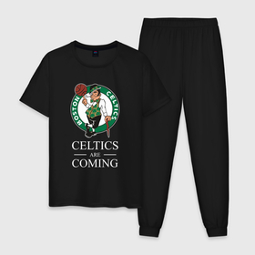 Мужская пижама хлопок с принтом Boston Celtics are coming Бостон Селтикс в Кировске, 100% хлопок | брюки и футболка прямого кроя, без карманов, на брюках мягкая резинка на поясе и по низу штанин
 | boston | boston celtics | celtics | nba | баскетбол | бостон | бостон селтикс | нба | селтикс