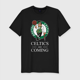 Мужская футболка хлопок Slim с принтом Boston Celtics are coming Бостон Селтикс в Кировске, 92% хлопок, 8% лайкра | приталенный силуэт, круглый вырез ворота, длина до линии бедра, короткий рукав | boston | boston celtics | celtics | nba | баскетбол | бостон | бостон селтикс | нба | селтикс