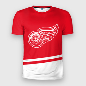 Мужская футболка 3D Slim с принтом Detroit Red Wings, Детройт Ред Уингз Диагональные полосы в Кировске, 100% полиэстер с улучшенными характеристиками | приталенный силуэт, круглая горловина, широкие плечи, сужается к линии бедра | detroit | detroit red wings | hockey | nhl | red wings | usa | детройд | детройт | детройт ред уингз | нхл | ред уингз | спорт | сша | хоккей | шайба