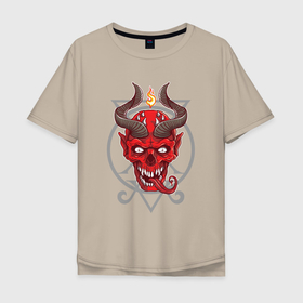 Мужская футболка хлопок Oversize с принтом Сама неотвратимость в Санкт-Петербурге, 100% хлопок | свободный крой, круглый ворот, “спинка” длиннее передней части | арт | дьявол | зло | иллюстрация | красный | люцифер