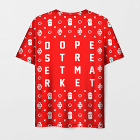 Мужская футболка 3D с принтом Узор Red Dope Camo (Dope Street Market) в Петрозаводске, 100% полиэфир | прямой крой, круглый вырез горловины, длина до линии бедер | dope | балаклава | камуфляж | модные | узор | хайп | шмот