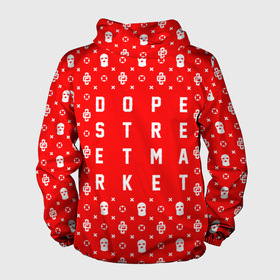 Мужская ветровка 3D с принтом Узор Red Dope Camo (Dope Street Market) в Тюмени, 100% полиэстер | подол и капюшон оформлены резинкой с фиксаторами, два кармана без застежек по бокам, один потайной карман на груди | dope | балаклава | камуфляж | модные | узор | хайп | шмот