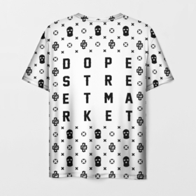 Мужская футболка 3D с принтом Узор White Dope Camo (Dope Street Market) в Санкт-Петербурге, 100% полиэфир | прямой крой, круглый вырез горловины, длина до линии бедер | dope | балаклава | камуфляж | модные | узор | хайп | шмот