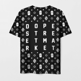 Мужская футболка 3D с принтом Узор Black Dope Camo (Dope Street Market) в Екатеринбурге, 100% полиэфир | прямой крой, круглый вырез горловины, длина до линии бедер | dope | балаклава | камуфляж | модные | узор | хайп | шмот