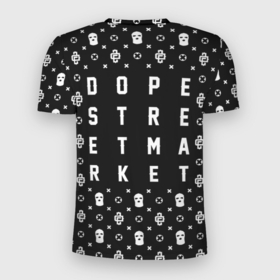 Мужская футболка 3D Slim с принтом Узор Black Dope Camo (Dope Street Market) в Новосибирске, 100% полиэстер с улучшенными характеристиками | приталенный силуэт, круглая горловина, широкие плечи, сужается к линии бедра | dope | балаклава | камуфляж | модные | узор | хайп | шмот
