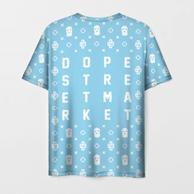 Мужская футболка 3D с принтом Узор Sky Blue Dope Camo (Dope Street Market) в Новосибирске, 100% полиэфир | прямой крой, круглый вырез горловины, длина до линии бедер | dope | балаклава | камуфляж | модные | узор | хайп | шмот