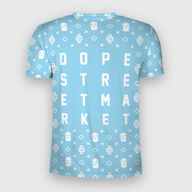 Мужская футболка 3D Slim с принтом Узор Sky Blue Dope Camo (Dope Street Market) в Екатеринбурге, 100% полиэстер с улучшенными характеристиками | приталенный силуэт, круглая горловина, широкие плечи, сужается к линии бедра | dope | балаклава | камуфляж | модные | узор | хайп | шмот