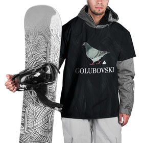 Накидка на куртку 3D с принтом Голубь сваровски GOLUBOVSKI лого , 100% полиэстер |  | swarovski | бижутерия | бриллиант | голубь | кристалл | лого | логотип | перья | черная | черный