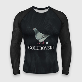 Мужской рашгард 3D с принтом Голубь сваровски GOLUBOVSKI лого в Тюмени,  |  | swarovski | бижутерия | бриллиант | голубь | кристалл | лого | логотип | перья | черная | черный
