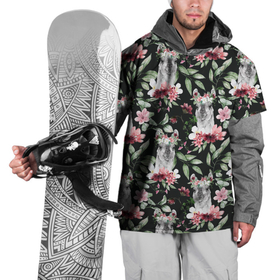 Накидка на куртку 3D с принтом Ламы и цветы паттерн в Санкт-Петербурге, 100% полиэстер |  | лама | ламы | лето | паттерн | цветочки | цветы