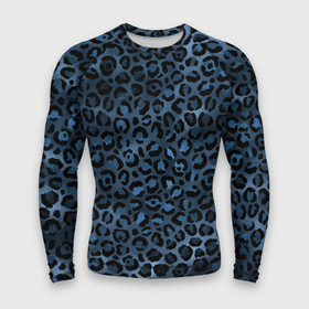 Мужской рашгард 3D с принтом Синяя леопардовая шкура ,  |  | Тематика изображения на принте: леопард | леопардовые текстуры | синий леопард | тигр