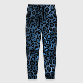 Мужские брюки 3D с принтом Синяя леопардовая шкура в Петрозаводске, 100% полиэстер | манжеты по низу, эластичный пояс регулируется шнурком, по бокам два кармана без застежек, внутренняя часть кармана из мелкой сетки | леопард | леопардовые текстуры | синий леопард | тигр