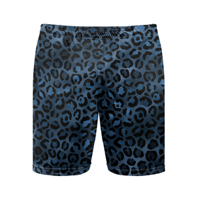 Мужские шорты спортивные с принтом Синяя леопардовая шкура в Санкт-Петербурге,  |  | леопард | леопардовые текстуры | синий леопард | тигр