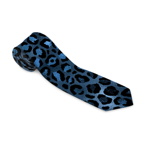 Галстук 3D с принтом Синяя леопардовая шкура в Курске, 100% полиэстер | Длина 148 см; Плотность 150-180 г/м2 | леопард | леопардовые текстуры | синий леопард | тигр