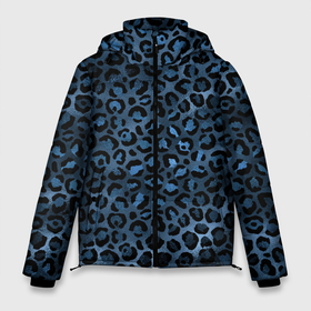 Мужская зимняя куртка 3D с принтом Синяя леопардовая шкура в Новосибирске, верх — 100% полиэстер; подкладка — 100% полиэстер; утеплитель — 100% полиэстер | длина ниже бедра, свободный силуэт Оверсайз. Есть воротник-стойка, отстегивающийся капюшон и ветрозащитная планка. 

Боковые карманы с листочкой на кнопках и внутренний карман на молнии. | леопард | леопардовые текстуры | синий леопард | тигр