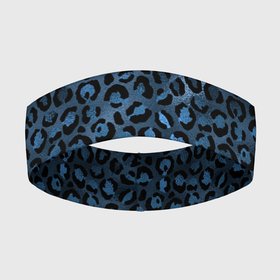Повязка на голову 3D с принтом Синяя леопардовая шкура в Курске,  |  | леопард | леопардовые текстуры | синий леопард | тигр