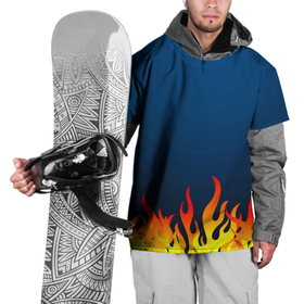 Накидка на куртку 3D с принтом Пламя огня синий фон , 100% полиэстер |  | fire | огонек | огонь | пламя | пламя огня