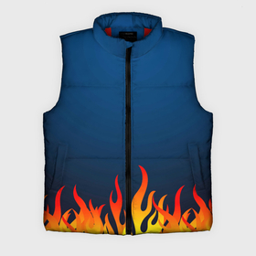 Мужской жилет утепленный 3D с принтом Пламя огня синий фон в Петрозаводске,  |  | fire | огонек | огонь | пламя | пламя огня