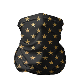 Бандана-труба 3D с принтом Золотые звезды Gold  Black в Тюмени, 100% полиэстер, ткань с особыми свойствами — Activecool | плотность 150‒180 г/м2; хорошо тянется, но сохраняет форму | gold | звездочки | звезды | золото | золотые звездочки | золотые звезды
