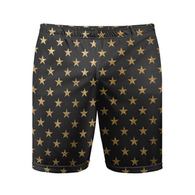 Мужские шорты спортивные с принтом Золотые звезды Gold  Black ,  |  | Тематика изображения на принте: gold | звездочки | звезды | золото | золотые звездочки | золотые звезды