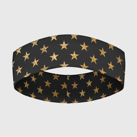 Повязка на голову 3D с принтом Золотые звезды Gold  Black в Петрозаводске,  |  | gold | звездочки | звезды | золото | золотые звездочки | золотые звезды