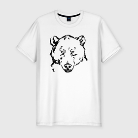 Мужская футболка хлопок Slim с принтом Black bear в Екатеринбурге, 92% хлопок, 8% лайкра | приталенный силуэт, круглый вырез ворота, длина до линии бедра, короткий рукав | арт | иллюстрация | косолапый | мишка | черный