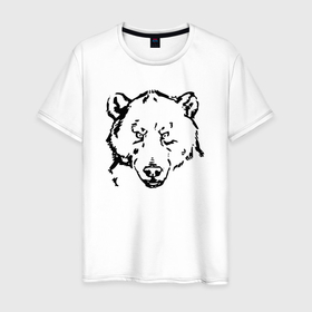 Мужская футболка хлопок с принтом Black bear в Курске, 100% хлопок | прямой крой, круглый вырез горловины, длина до линии бедер, слегка спущенное плечо. | арт | иллюстрация | косолапый | мишка | черный
