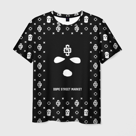 Мужская футболка 3D с принтом Узор Black Phantom Ski Mask (Dope Street Market) в Санкт-Петербурге, 100% полиэфир | прямой крой, круглый вырез горловины, длина до линии бедер | dope | балаклава | камуфляж | модные | узор | хайп | шмот