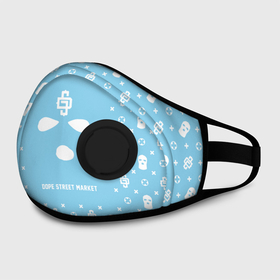 Маска из неопрена с принтом Sky Blue Phantom Ski Mask (Dope Street Market) в городе Новоалтайск, неопрен 100% | Форма огибающая нос. Резинки для ушей с дополнительной резинкой на затылке. Клапан для выдоха для активного дыхания при занятиях спортом. Эластичный материал маски и окантовки для лучшего растяжения и прилегания маски.  | dope | балаклава | модные | синий | хайп | шмот