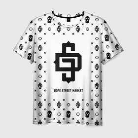 Мужская футболка 3D с принтом Узор White Dope Street Market в Петрозаводске, 100% полиэфир | прямой крой, круглый вырез горловины, длина до линии бедер | dope | балаклава | камуфляж | модные | узор | хайп | шмот