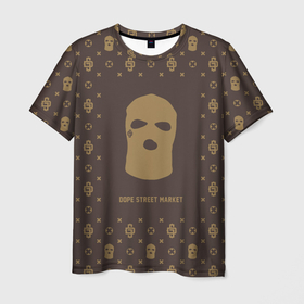Мужская футболка 3D с принтом Узор Monogramm Ski Mask (Dope Street Market) в Курске, 100% полиэфир | прямой крой, круглый вырез горловины, длина до линии бедер | Тематика изображения на принте: dope | балаклава | камуфляж | модные | узор | хайп | шмот