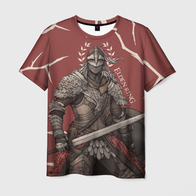 Мужская футболка 3D с принтом (Elden Ring) Рыцарь в доспехах в Петрозаводске, 100% полиэфир | прямой крой, круглый вырез горловины, длина до линии бедер | воин | воин в доспехах | игра | рисунок | рыцарь | рыцарь в доспехах