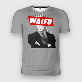 Мужская футболка 3D Slim с принтом Роберт Э.О.Спидвагон waifu в Кировске, 100% полиэстер с улучшенными характеристиками | приталенный силуэт, круглая горловина, широкие плечи, сужается к линии бедра | Тематика изображения на принте: anime | jjba | jojo | speedwagon | waifu