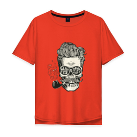 Мужская футболка хлопок Oversize с принтом Молодой аристократ в Кировске, 100% хлопок | свободный крой, круглый ворот, “спинка” длиннее передней части | арт | дым | иллюстрация | трубка | чепушка