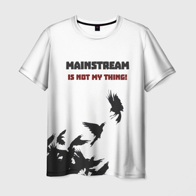 Мужская футболка 3D с принтом Мейнстрим в Курске, 100% полиэфир | прямой крой, круглый вырез горловины, длина до линии бедер | артхаус | ворона | культура | мейнстрим | один | протест | стая