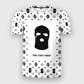 Мужская футболка 3D Slim с принтом Узор White Ski Mask (Dope Street Market) в Курске, 100% полиэстер с улучшенными характеристиками | приталенный силуэт, круглая горловина, широкие плечи, сужается к линии бедра | Тематика изображения на принте: балаклава | модные | узор | хайп | шмот