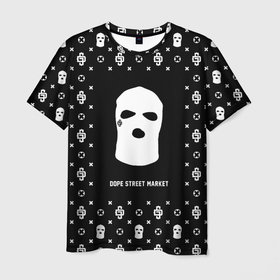 Мужская футболка 3D с принтом Узор Black Ski Mask (Dope Street Market) , 100% полиэфир | прямой крой, круглый вырез горловины, длина до линии бедер | балаклава | модные | узор | хайп | шмот