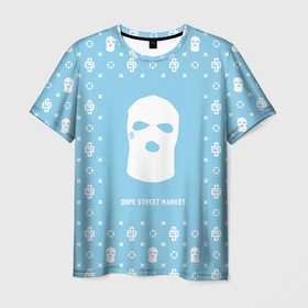 Мужская футболка 3D с принтом Узор Sky Blue Ski Mask (Dope Street Market) в Петрозаводске, 100% полиэфир | прямой крой, круглый вырез горловины, длина до линии бедер | балаклава | модные | узор | хайп | шмот