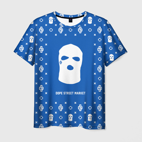 Мужская футболка 3D с принтом Узор Blue Ski Mask (Dope Street Market) в Екатеринбурге, 100% полиэфир | прямой крой, круглый вырез горловины, длина до линии бедер | балаклава | модные | узор | хайп | шмот