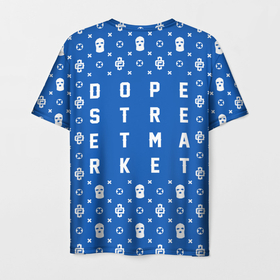 Мужская футболка 3D с принтом Узор Blue Dope Camo (Dope Street Market) в Ухте, 100% полиэфир | прямой крой, круглый вырез горловины, длина до линии бедер | балаклава | модные | узор | хайп | шмот