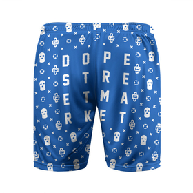 Мужские шорты спортивные с принтом Узор Blue Dope Camo (Dope Street Market) в Санкт-Петербурге,  |  | балаклава | модные | узор | хайп | шмот