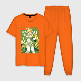 Мужская пижама хлопок с принтом Leafa art , 100% хлопок | брюки и футболка прямого кроя, без карманов, на брюках мягкая резинка на поясе и по низу штанин
 | anime | sword art online | аниме | анимэ | мастера меча онлайн