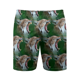 Мужские шорты спортивные с принтом Рысь паттерн в Курске, 100% полиэстер | длина выше колена, широкий эластичный пояс | крупная кошка | паттерн | рыси | рысь | хищная кошка | хищник